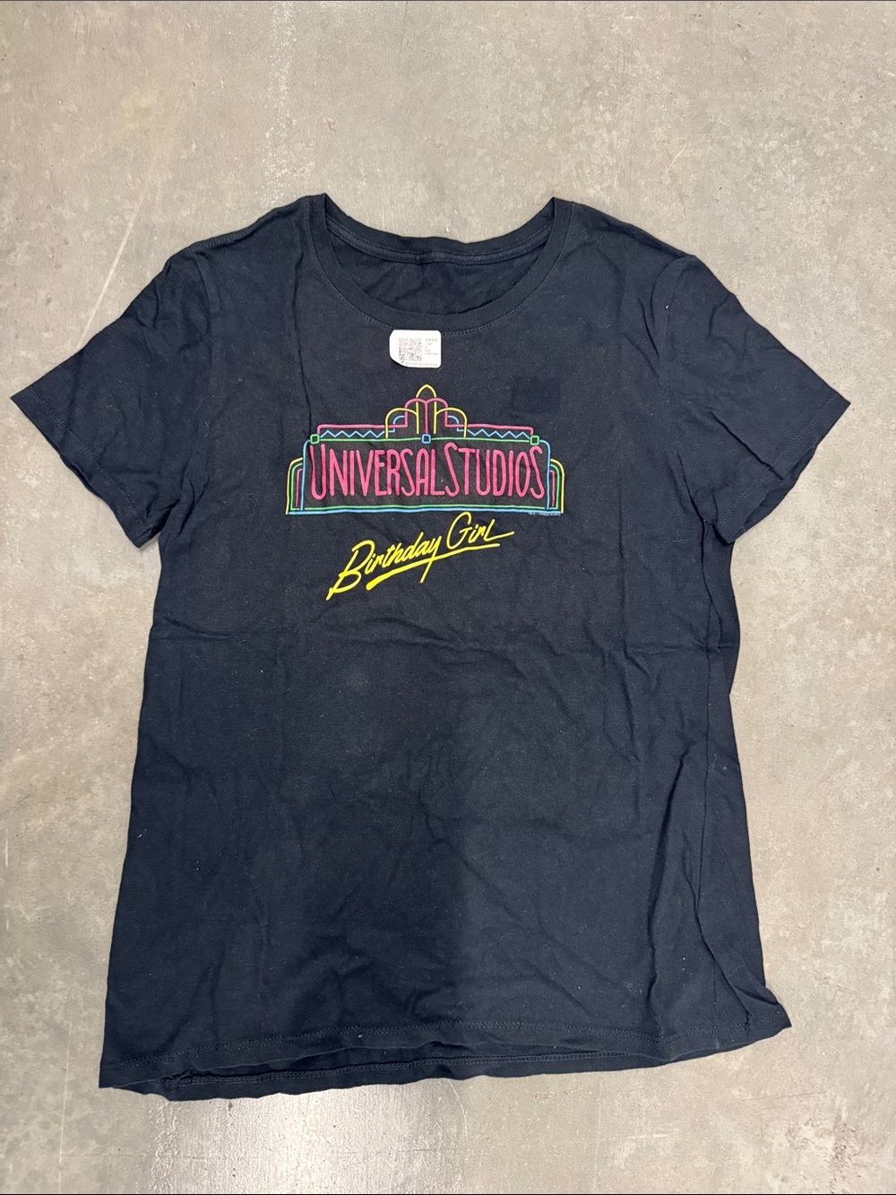 Universal Black "Universal Studios" Logo Neon Graphic Tee Size S